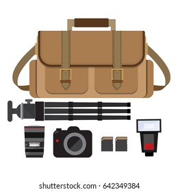 camera bag with photographer gear