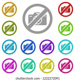 Camera ban, prohibition, embargo, forbiddance icon in multi color. Simple glyph vector for UI and UX, website or mobile application