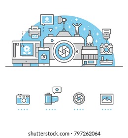 Camera banner and icons with White Background