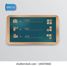 Camera banner for text on old paper card background,vector