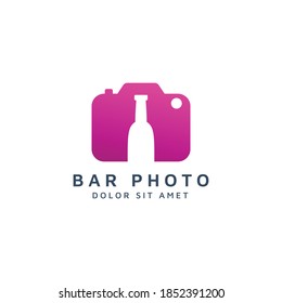 camera and bar negative space logo design