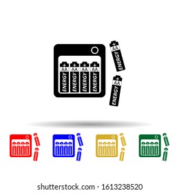 Camera batteries multi color style icon. Simple glyph, flat vector of equipment photography icons for ui and ux, website or mobile application