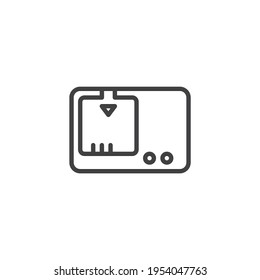 Camera battery charger line icon. linear style sign for mobile concept and web design. Battery charger outline vector icon. Symbol, logo illustration. Vector graphics