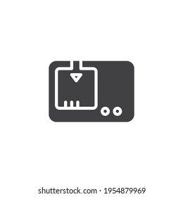 Icono vectorial del cargador de batería de la cámara. signo plano relleno para concepto móvil y diseño web. Icono de glifo cargador de batería. Símbolo, ilustración del logotipo. Gráficos vectoriales