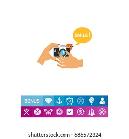 Camera and Bird Vector Icon