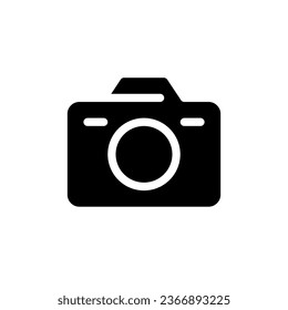 Camera black glyph ui icon. Photographic device. Simple filled line element. User interface design. Silhouette symbol on white space. Solid pictogram for web, mobile. Isolated vector illustration