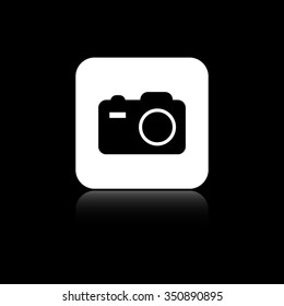 camera - black vector icon on the white button