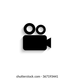 Camera - black vector icon  with shadow