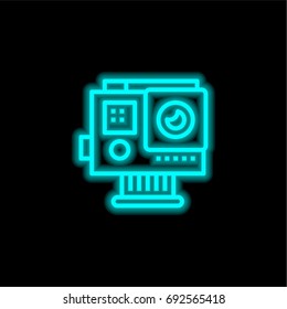 Camera blue glowing neon ui ux icon. Glowing sign logo vector