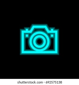 Camera blue glowing neon ui ux icon. Glowing sign logo vector