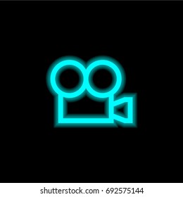 Camera blue glowing neon ui ux icon. Glowing sign logo vector