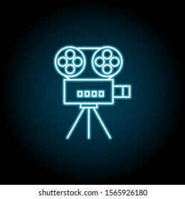 Camera blue neon icon. Simple thin line, outline vector of cinema icons for ui and ux, website or mobile application