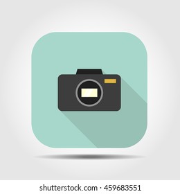 camera body flat icon with long shadow, vector illustration