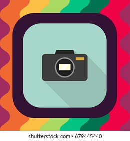 camera body flat icon with long shadow, vector illustration