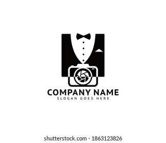 Camera with Bow Tie Suit Tuxedo Gentlemen for Fashion Photographer Logo Design Inspiration