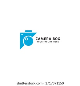 Plantilla de icono del logotipo del cuadro de cámara. Ilustración vectorial. Diseño sencillo y plano