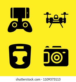 camera, boxing, game controller and drone vector icon set. Sample icons set for web and graphic design