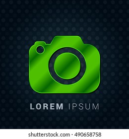 Camera Bright Green chromium precious metallic 3D Icon / Logo Design