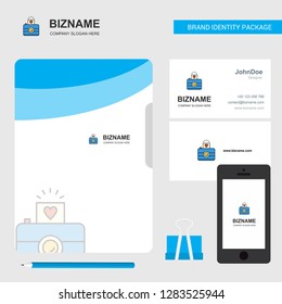 Camera Business Logo, File Cover Visiting Card and Mobile App Design. Vector Illustration