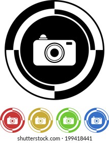 Camera button mosaic retro colors