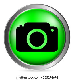 Camera button on white background. Vector illustration.