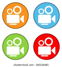 Camera buttons set on white background