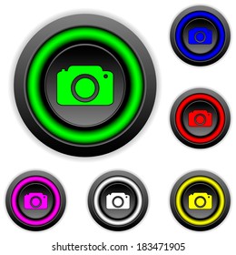 Camera buttons set on white background