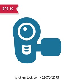 Camera, Camcorder, Video Camera Vector Icon. Professional pixel-aligned icon in glyph style.