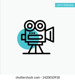 Camera, Capture, Film, Movie, Professional turquoise highlight circle point Vector icon