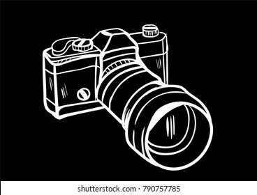 camera cartoon doodle icon vector