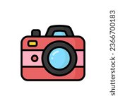 Camera Cartoon Vector Icon Illustration. Technology Icon Concept Isolated Premium Vector. Flat Cartoon Style