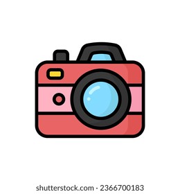 Camera Cartoon Vector Icon Illustration. Technology Icon Concept Isolated Premium Vector. Flat Cartoon Style