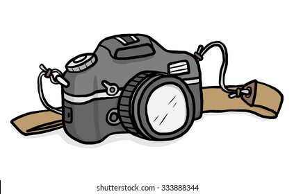 camera / cartoon vector and illustration, hand drawn style, isolated on white background.