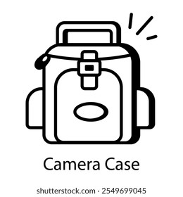 Camera case icon in outline style 