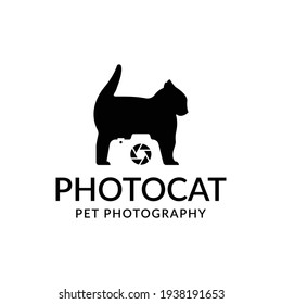 camera cat logo design concept template