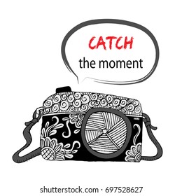 Camera with Catch the moment lettering