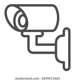Cámara del icono de la línea del CCTV, concepto óptico del equipo. Gráficos de Vector. Video Signo de la cámara en el fondo blanco, icono del estilo del contorno para el móvil o el Diseño web