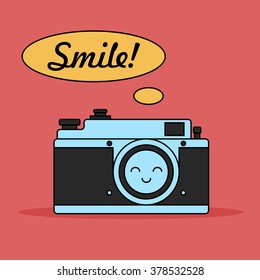 Camera character. Vector illustration. For web, card, stickers