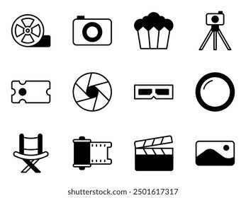 camera and cinema icon symbol vector template collection