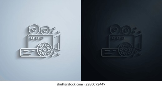 Camera, cinema, movie, film paper icon with shadow effect vector illuistration design