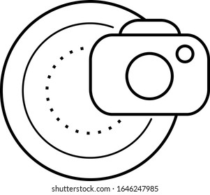 camera and circles line art icon. Sign for images and video app