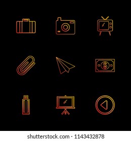 camera  click  images  tv  paper pin  paper plane dollar  play  screen usb  eps icons set vector icon vector design  flat  collection style creative  icons