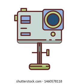 Camera climbing filled line icon logo design