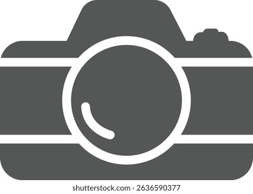 Camera clip art design on plain white transparent isolated background for sign, decal, card, shirt, hoodie, sweatshirt, apparel, tag, mug, icon, poster or badge