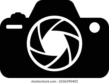 Camera clip art design on plain white transparent isolated background for sign, decal, card, shirt, hoodie, sweatshirt, apparel, tag, mug, icon, poster or badge
