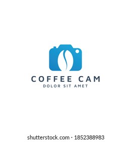 camera and coffee negative space logo design