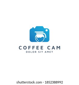 camera and coffee negative space logo design