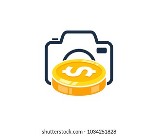 Camera Coin Icon Logo Design Element