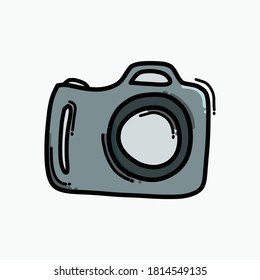 Camera color vector icon. Drawing sketch illustration hand drawn line.