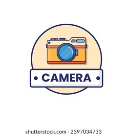 Camera colorful with line style logo, highlight and shadow detail, vector logo template, use for your design brand identity